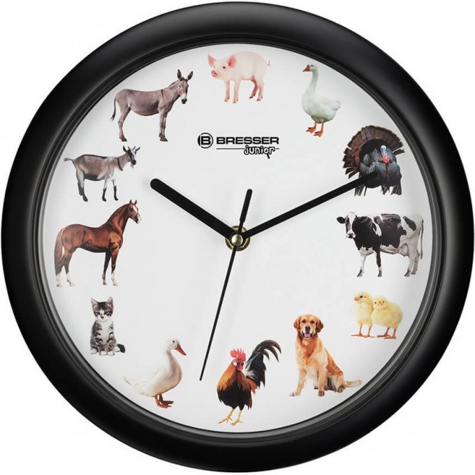 Часы настенные BRESSER Junior, 25 см, с животными 75315