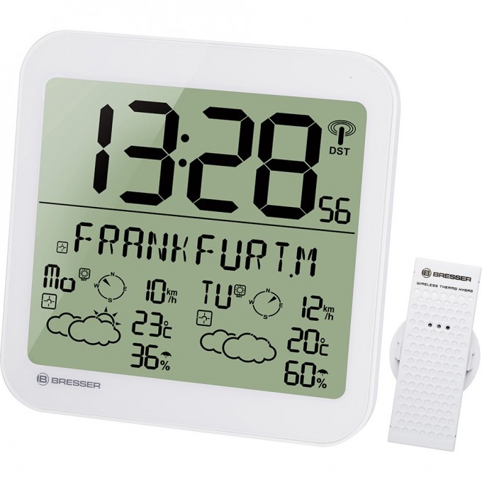 Часы настенные BRESSER MyTime Meteotime LCD, белые 74649