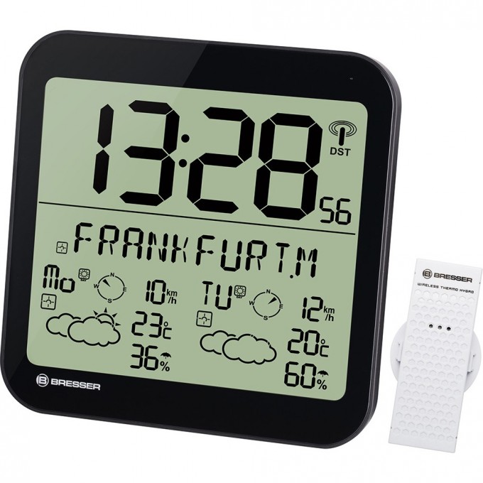 Часы настенные BRESSER MyTime Meteotime LCD, черные 74648