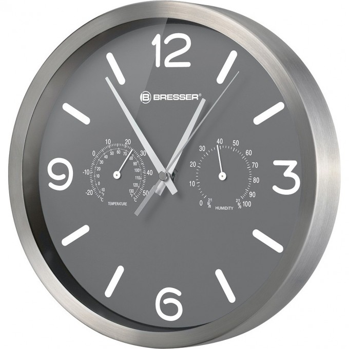 Часы настенные BRESSER MyTime ND DCF Thermo/Hygro, 25 см, серые 76443