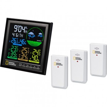 Метеостанция BRESSER National Geographic VA с цветным дисплеем и тремя белыми датчиками 77194